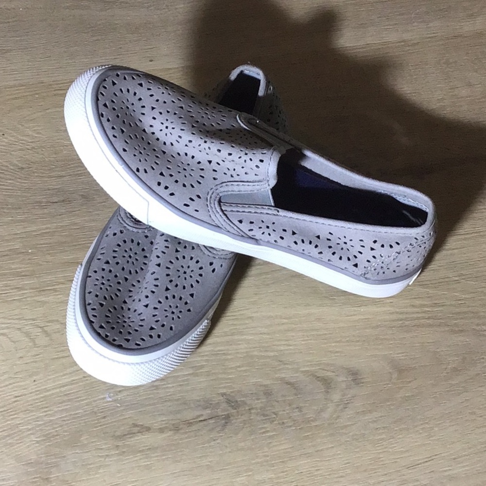 Women’s Gray 6.5 Slip-On Sneakers with Perforated Design